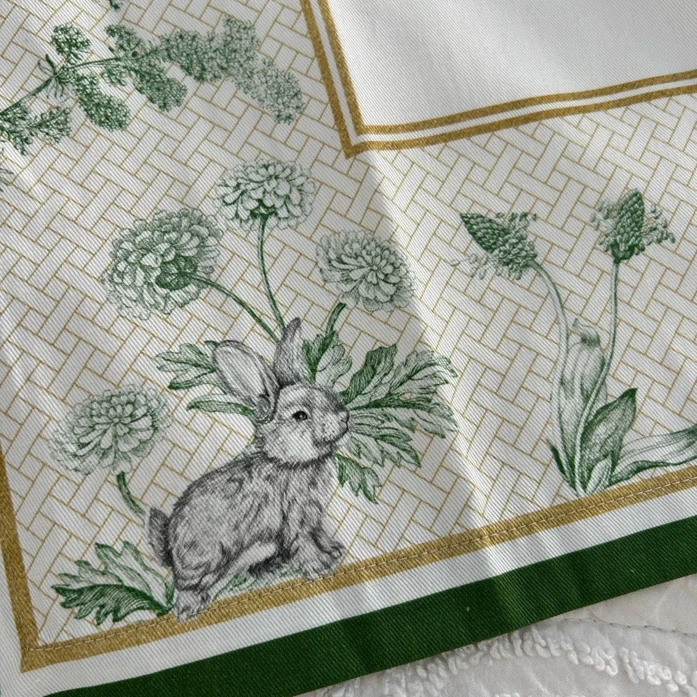Williams Sonoma Garden Lattice Napkins X3 Green With Bunnies, Easter,replacement